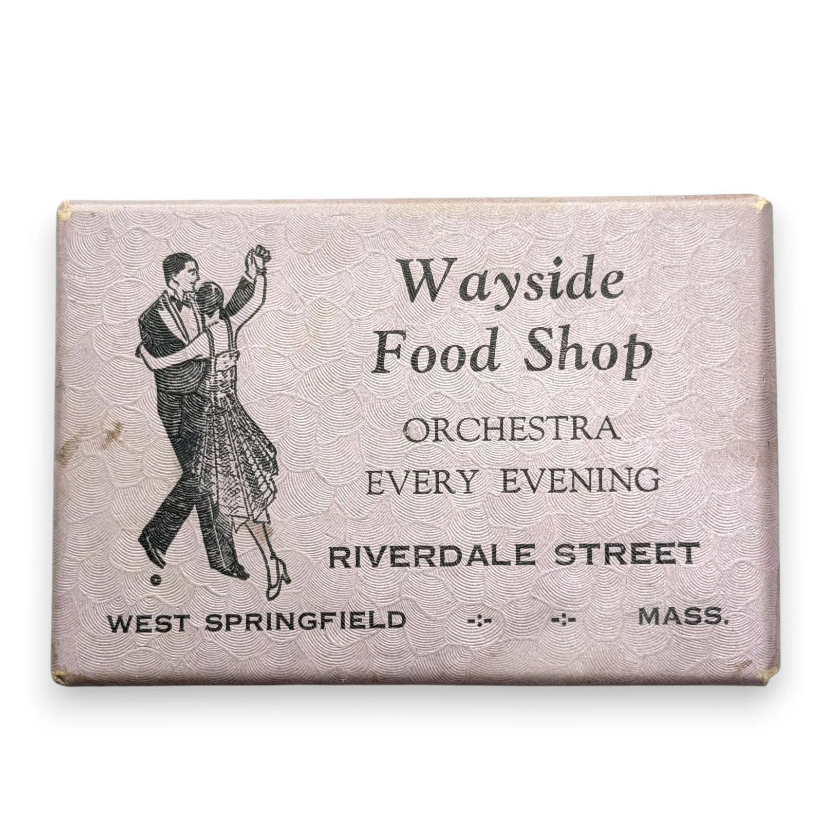 1930s Wayside Food Shop West Springfield MA Dancing Couple Advertising Mirror