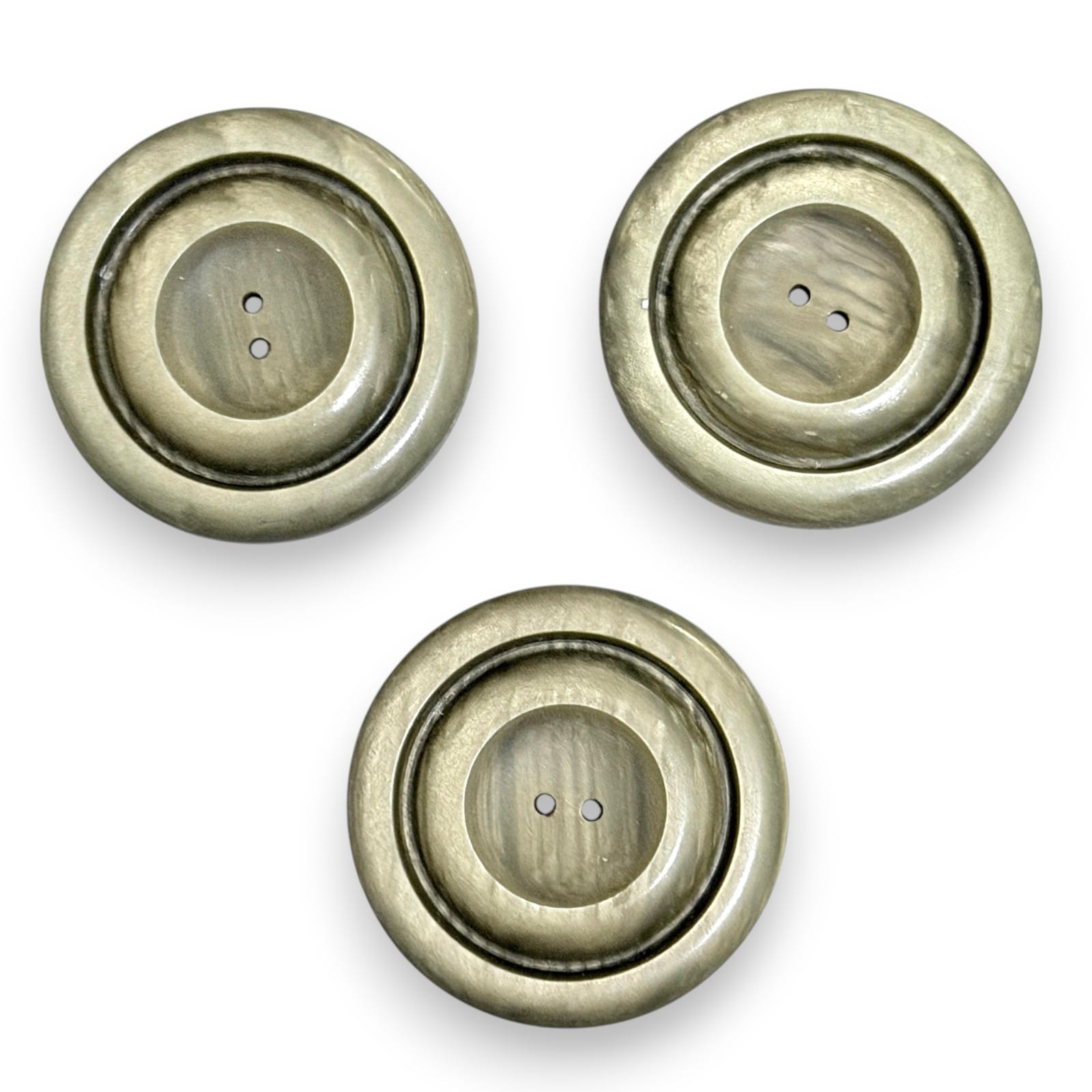 Large 44mm Plastic Coat Buttons Horn Style Look Concentric Design 1970s Lot of 3