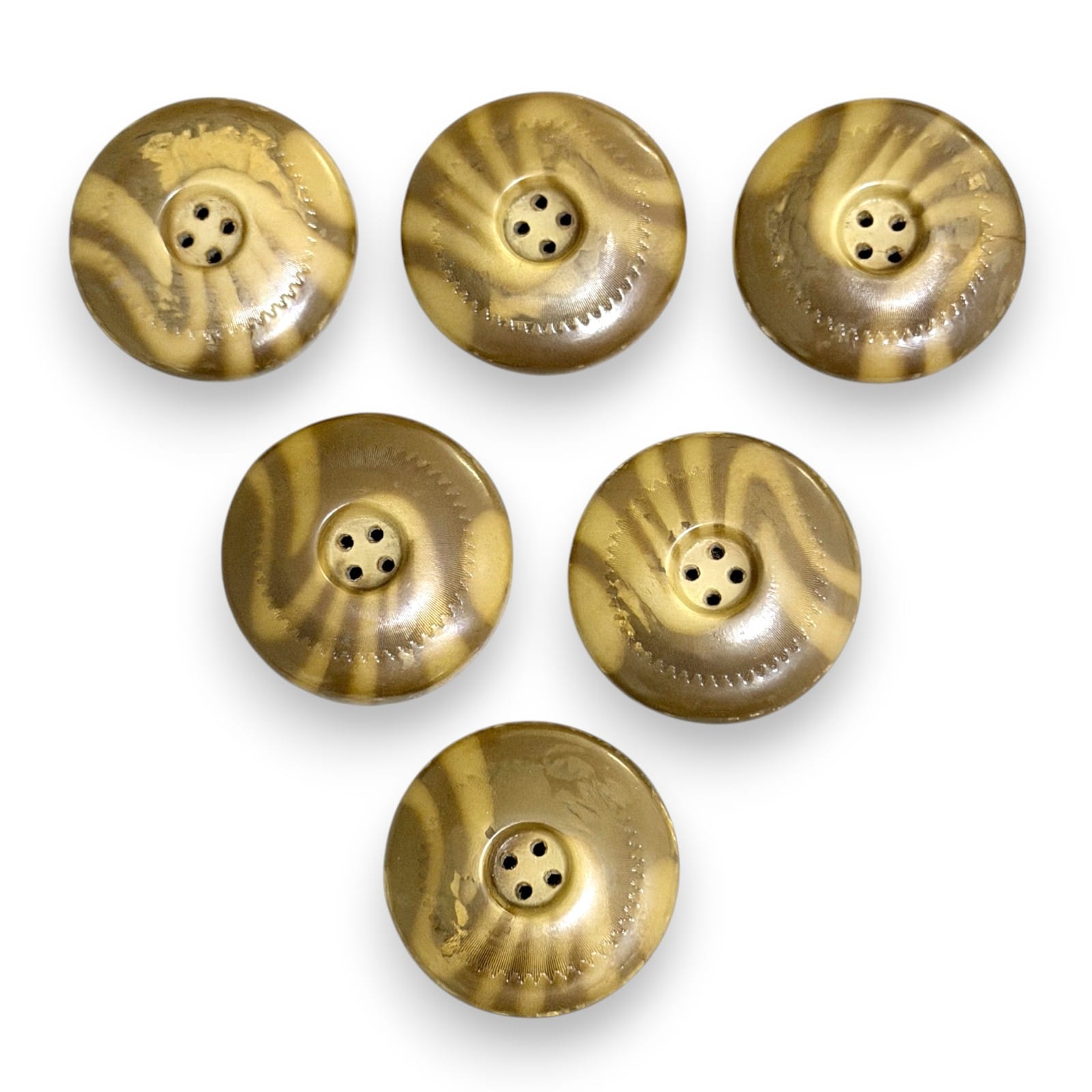 Vintage 1950s Marbled Plastic Coat Buttons Metal Back 37mm Sewing Lot of 6