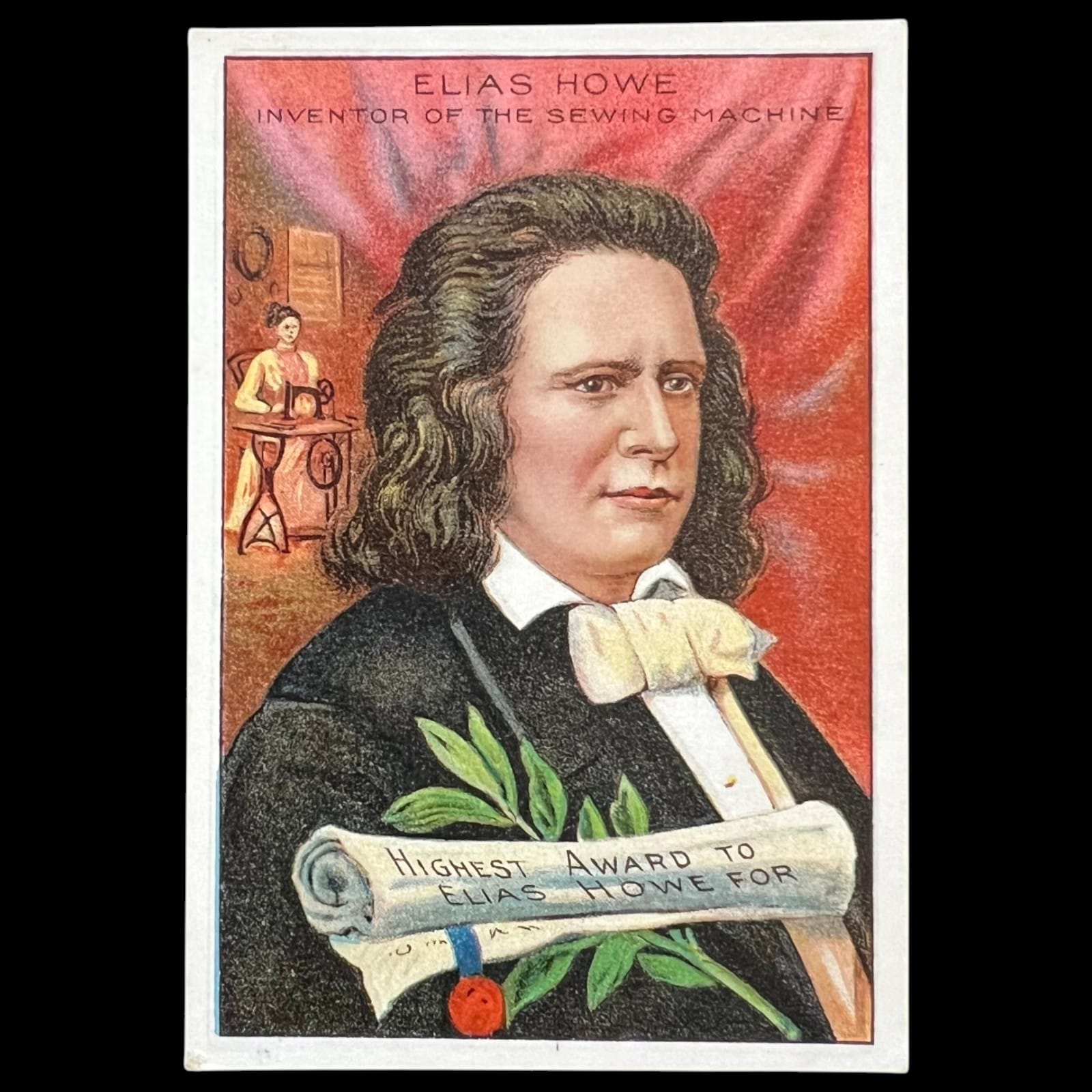 1911 Pan Handle Scrap Elias Howe Sewing Men of History 2nd Series Tobacco Card