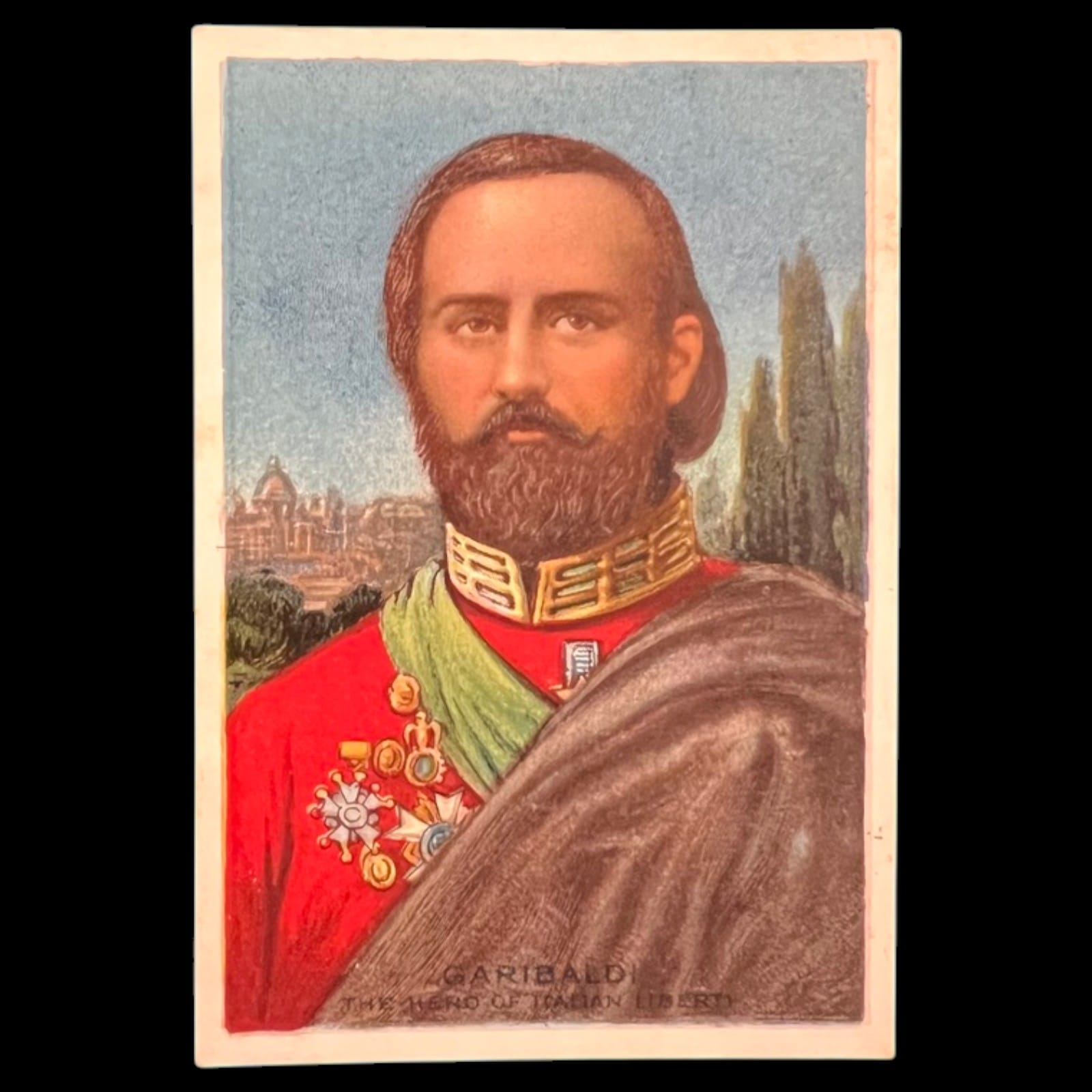 1911 Pan Handle Scrap Giuseppe Garibaldi Heroes of History Series Tobacco Card