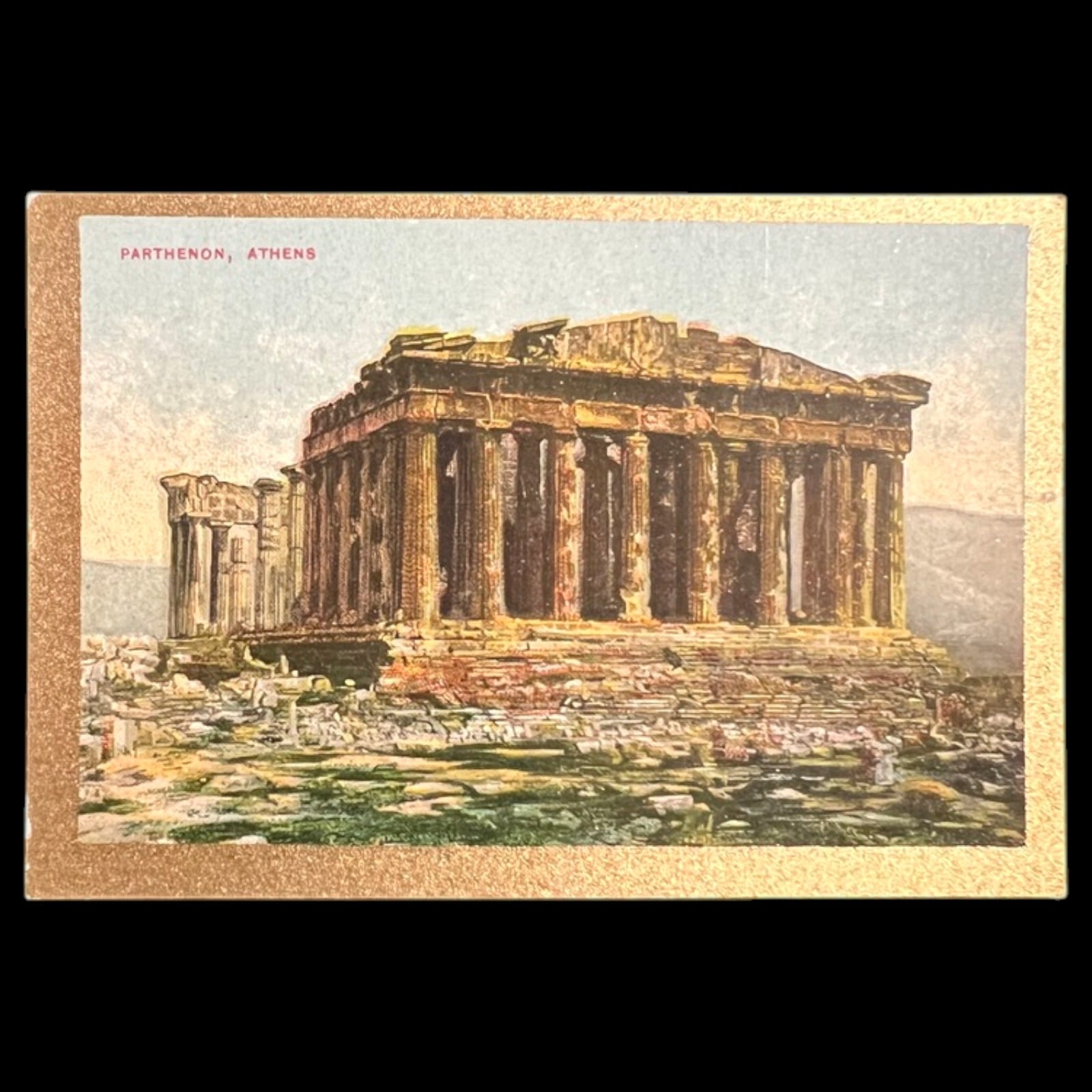 1911 Pan Handle Scrap Parthenon Athens Sights and Scenes Series Tobacco Card