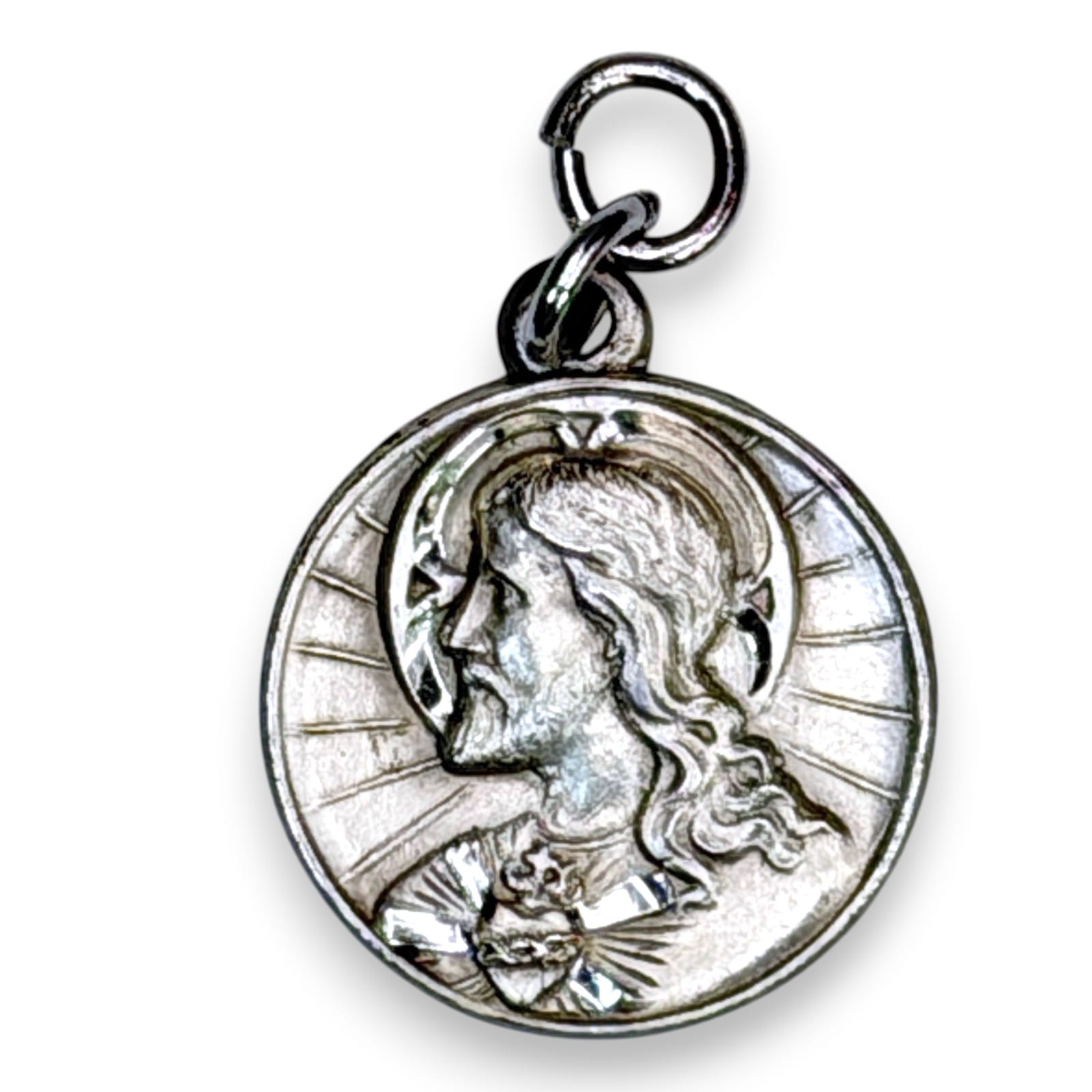 1950s Sterling Sacred Heart Jesus Our Lady Of Carmel Catholic Medal Round