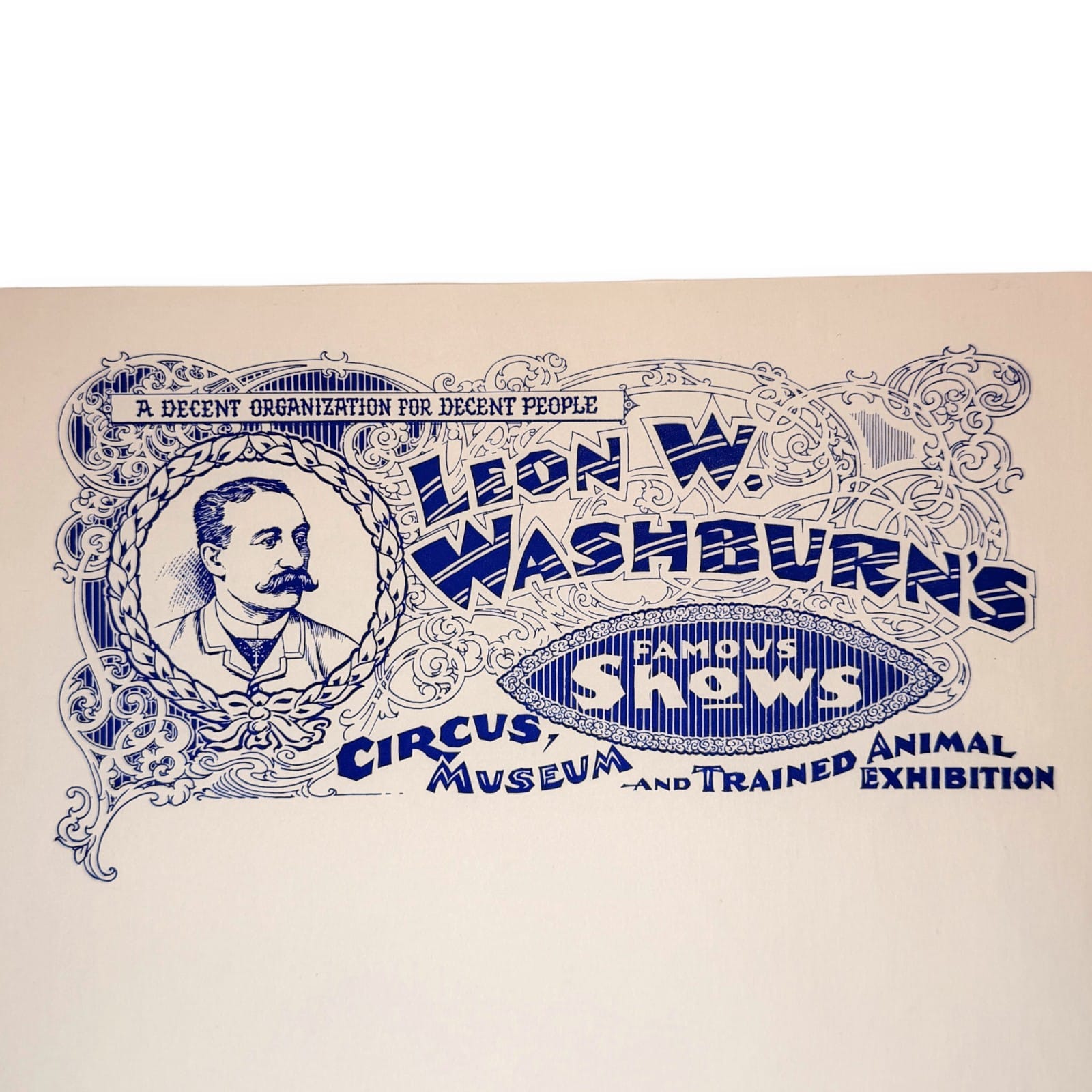 1892 Leon W Washburn Circus Museum Trained Animal Exhibition Blank Letterhead
