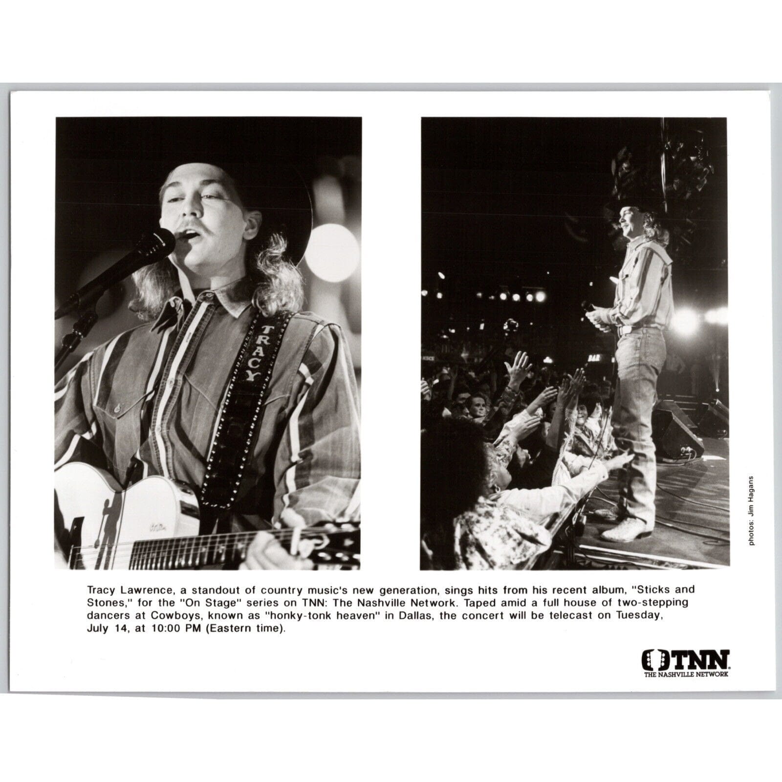 Tracy Lawrence Sings for TNN: On the State 80s-90s Glossy Music Press Photo